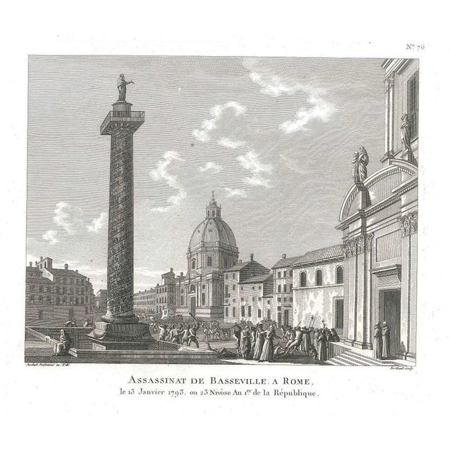 Assassinat de Basseville à Rome - Original Etching by P.G. Berthault - 1793 1793 For Sale