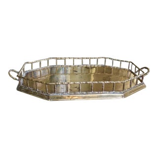 Large Hollywood Regency Brass Faux Bamboo RectangularServing Tray - India For Sale