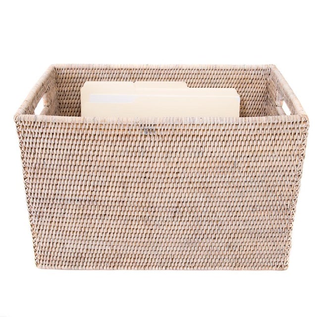 2020s Artifacts Rattan Legal File Storage Box in White Wash For Sale - Image 5 of 8