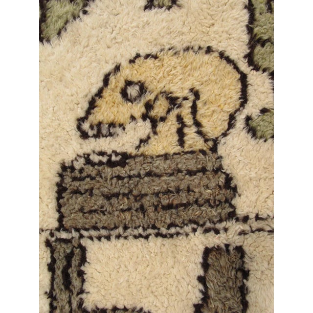 Large Vintage Hand Knotted Circular Rug in Tribal Design, Possibly South American Rug. Rug/ Vintage hand knotted rug...