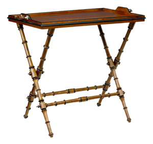 Antique Colonial Inspired Butlers Tray in Walnut on Stand, 1880