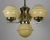 Art Deco ceiling chandelier, 1930s. 3 arms with center glass, yellow. Rewired. Very good original condition. Up to 250V...