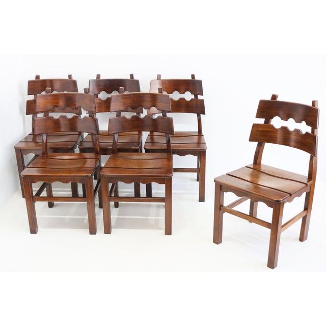 Brutalist Razor Back Chairs by Henning Kjaernulf, 1970, Set of 6 For Sale - Image 12 of 12