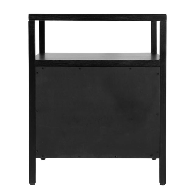 Mendel 21.25 in. W Rectangular Wood 2 Drawer Narrow Nightstand with Open Shelf, Black For Sale - Image 9 of 11