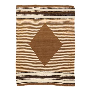 Vintage Navajo Style Handmade Brown Geometric Wool Rug For Sale
