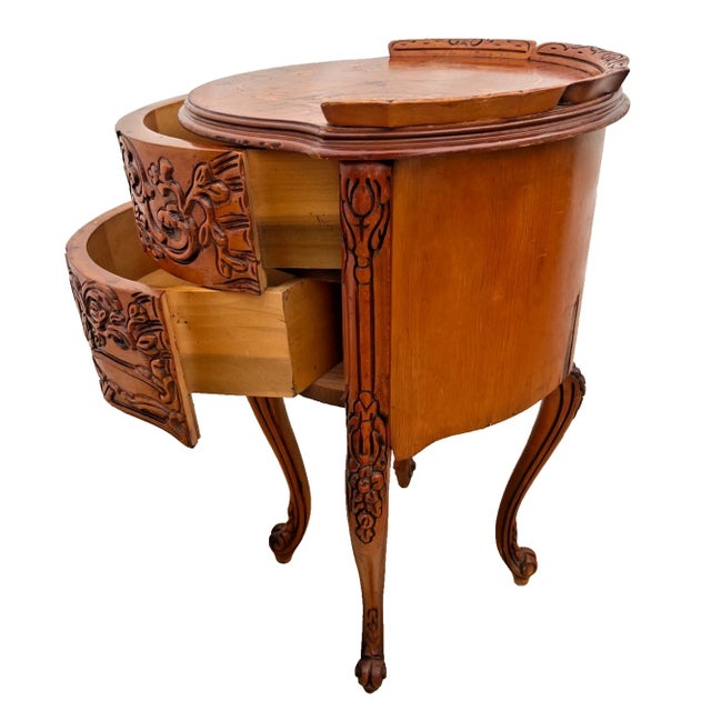 Vintage French Bombe Bedside Cabinet Nightstand Drum Table Concealed Drawers For Sale In Palm Springs - Image 6 of 13