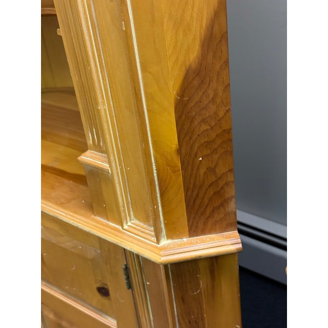 Brown Harden Scrubbed Pine Shell Carved Corner Cabinets - A Pair For Sale - Image 8 of 12