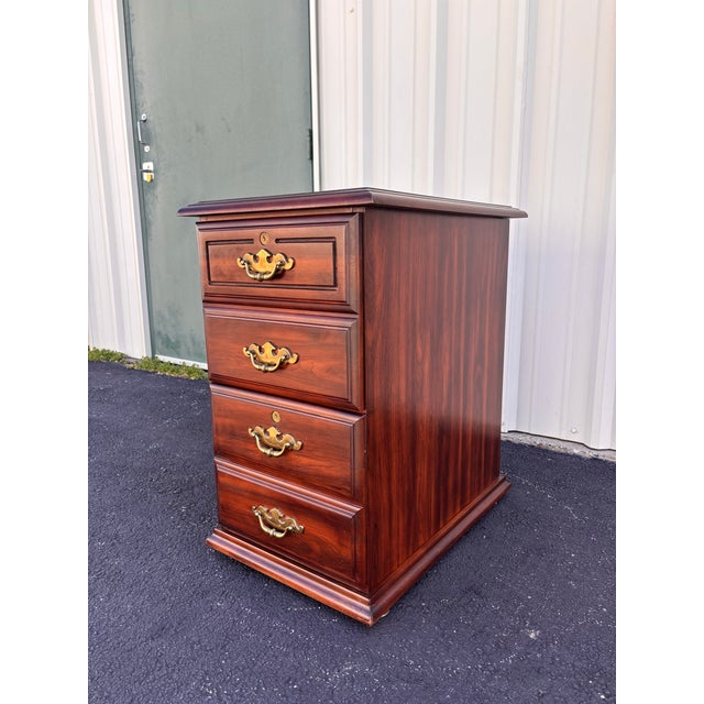Late 20th Century Two-Drawer Cherry Chippendale Style Filing Cabinet For Sale - Image 5 of 12