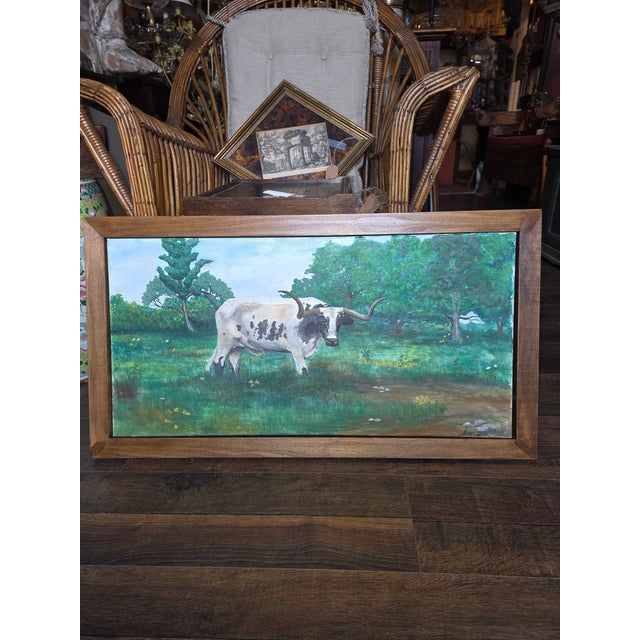1990s Texas Longhorn Painting For Sale In San Antonio - Image 6 of 6