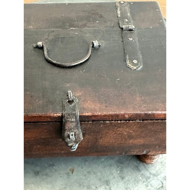 Antique Indian Dowry Chest Document Box on Turned Feet For Sale - Image 10 of 10