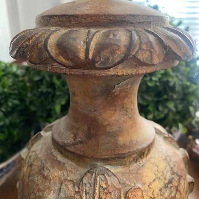 Vintage Mid Twentieth Century Italian Style Heavy Carved Stone Lamp For Sale - Image 9 of 9
