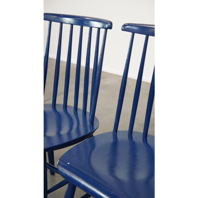Blue Wooden Dining Chairs, 1960s, Set of 3 For Sale - Image 10 of 13