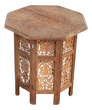 Early 20th Century Moroccan Octagon Shaped Pierced Wood Table