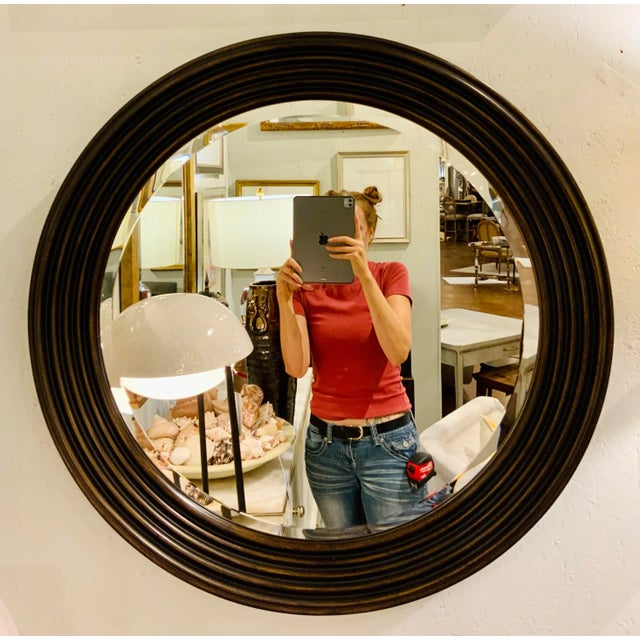 Jonathan Charles Jonathan Charles Bronze Finished Round Wickens Wall Mirror For Sale - Image 4 of 4