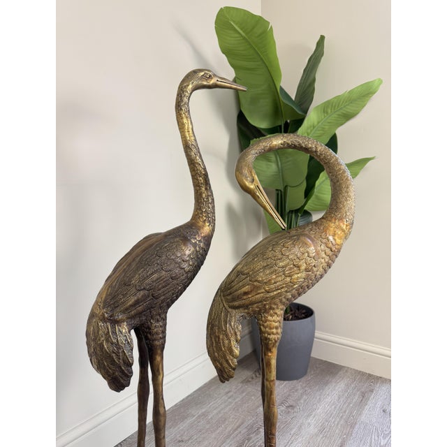 Large Vintage Bronze Crane Statues, 1920s-1940s, Set of 2 For Sale - Image 14 of 16