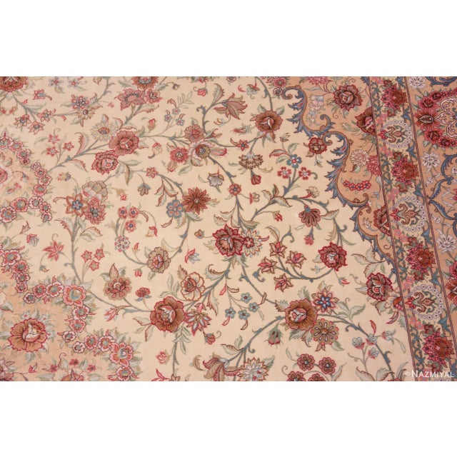 1950s Fine Floral Room Vintage Persian Silk Qum Rug For Sale In New York - Image 6 of 8