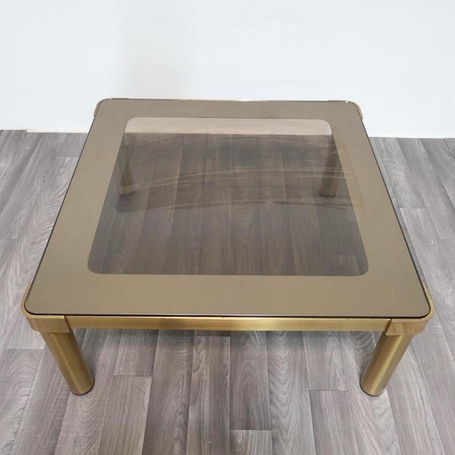 Glass Hollywood Regency Brass Coffee Table, 1970s For Sale - Image 7 of 12