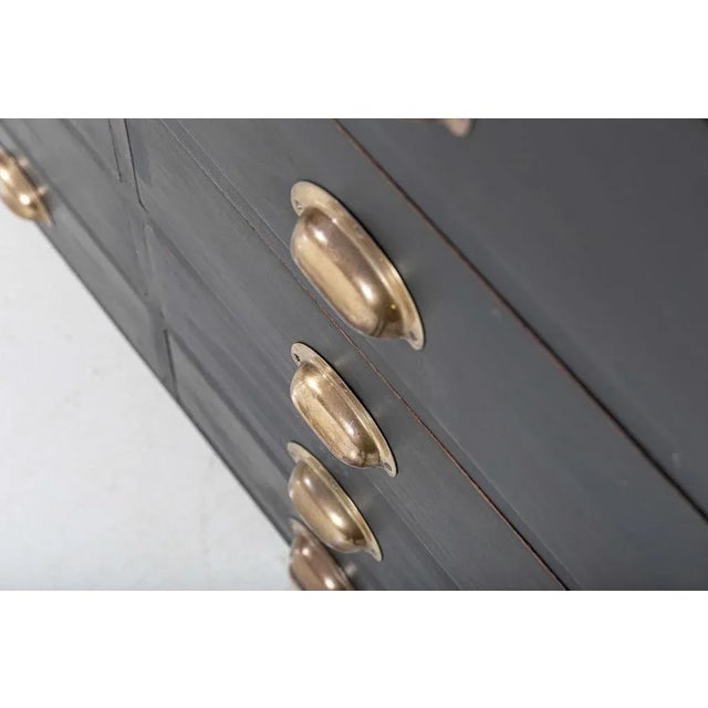 19th Century English Glazed Apothecary Shop Counter in Ebonised Mahogany For Sale - Image 14 of 18