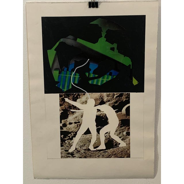 Renato Volpini collage and tempera depicting space scene Certificate of authenticity available Provenance from the Volpini...