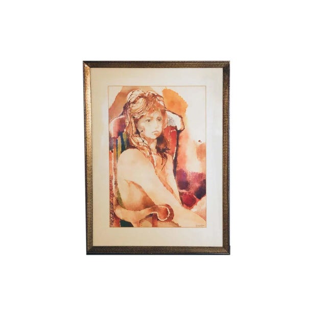 Myra Sides Copus Original Watercolor Painting Portrait of a Girl For Sale - Image 12 of 12
