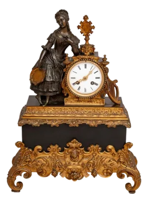 French Empire Patinated & Gilt Metal Figural Clock