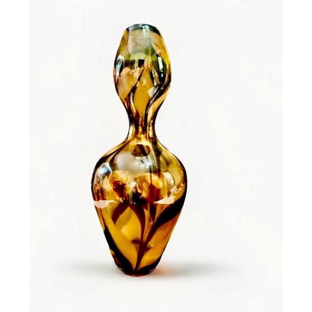 In excellent condition, thick spiral hand blown art glass. Maker unknown. Very thick lip. No chipping or cracks. Beautiful...