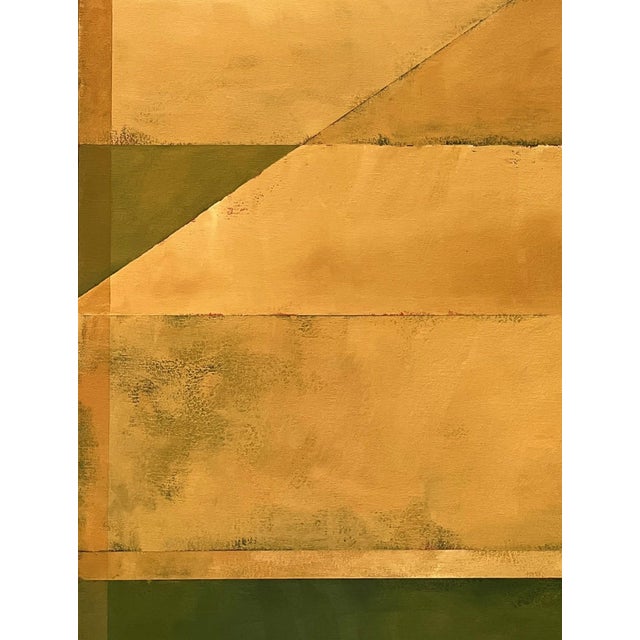Golden Fields by Justin Wheatley | Acrylic on Canvas White Barn With Gold Fields For Sale - Image 9 of 12