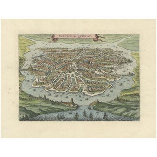 Antique Birds-Eye View of Hangzhou by Matthäus Merian, 1638 For Sale