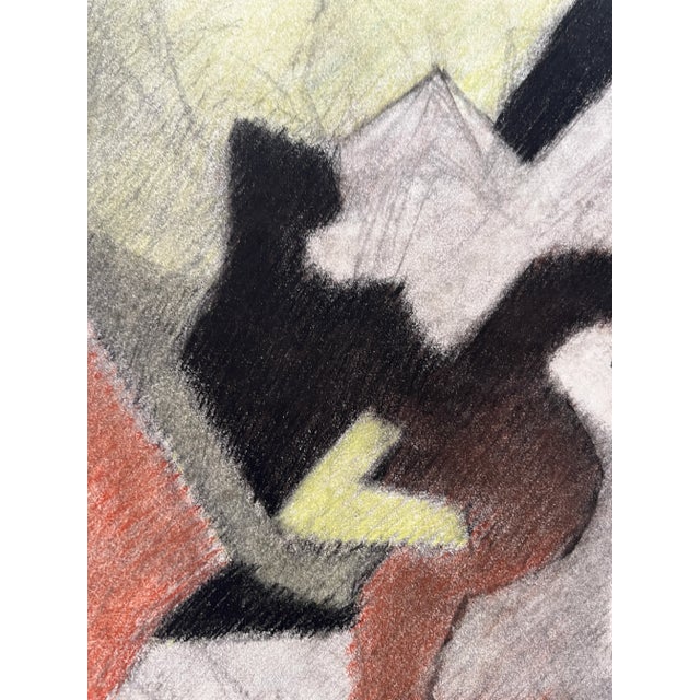 Brown 1980s "Yellow and Black" Soft Pastel Abstract Drawing For Sale - Image 8 of 10