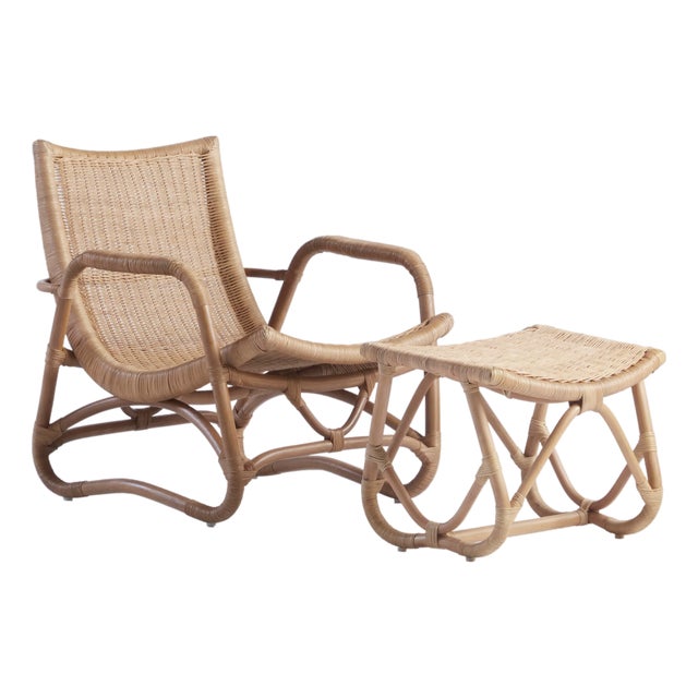 Bodega Chair and Ottoman Set For Sale