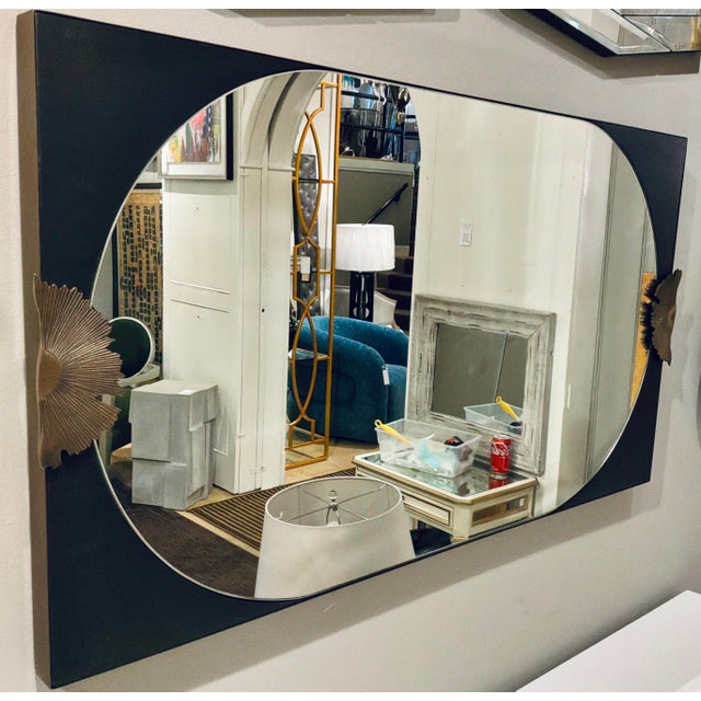Arteriors Home Arteriors Modern Brass and Wood Envy Wall Mirror For Sale - Image 4 of 4