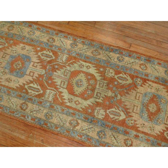 1930s Long Persian Heriz Geometric Runner - 2'10" x 15'5" For Sale - Image 4 of 9