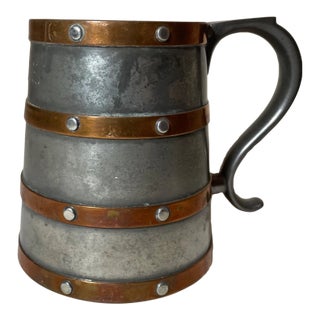 Antique 1800's Arts & Crafts Beer Stein Pewter Copper Award Trophy Reed & Barton For Sale