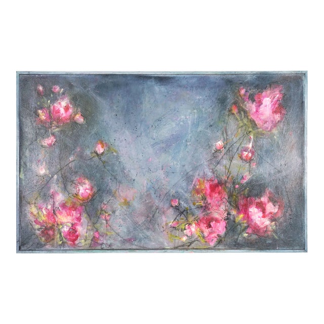 Abstracted Floral Oil Painting -- Magnolias in Morning Mist by Carrie Clayden For Sale