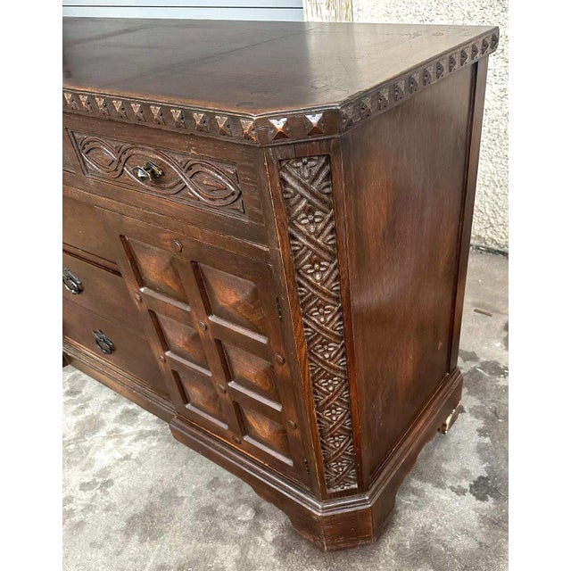 1950s Romweber Viking Oak Arts & Crafts Sideboard or Credenza - Vintage 1950s, Attributed For Sale - Image 5 of 7