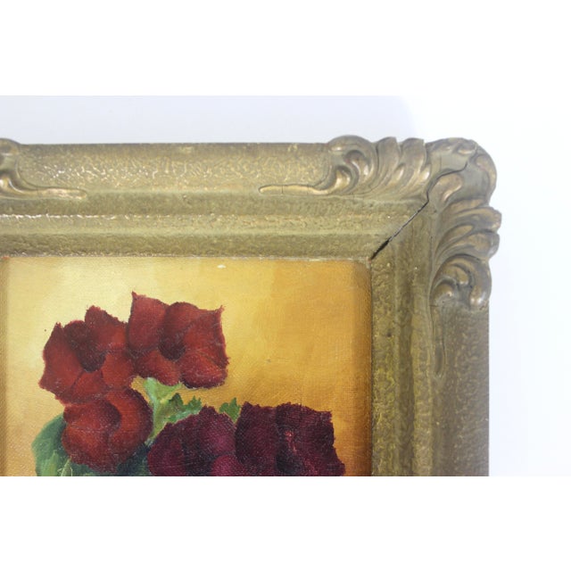 Vintage Floral Still Life Oil Painting in Gilt Wood Frame For Sale - Image 4 of 13