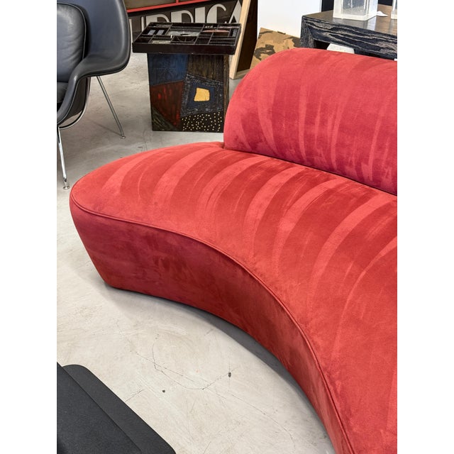 Vladimir Kagan Zoe Sofa for American Leather in Cinnabar Ultrasuede For Sale - Image 11 of 16