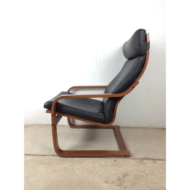 Mid Century Modern Style Bentwood Lounge Chair With Leather Seat and Cantilever Base For Sale - Image 9 of 18