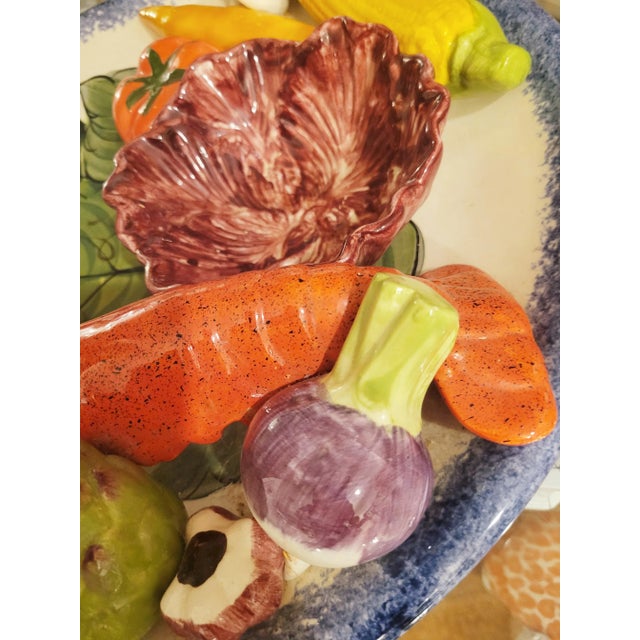 1990s Vintage Huge Ceramic Raised 3 Dimensional Vegetable Lobster Fitz and Floyd Style Serving Platter For Sale - Image 5 of 12
