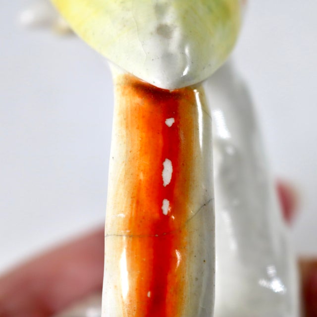 19th-Century Antique Staffordshire Pottery Parrot Quill Holder & Inkwell For Sale - Image 12 of 15