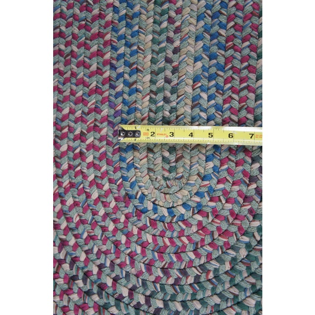Vintage Woven Braided Geometric Oval Area Rug Runner Mat 84" For Sale - Image 13 of 14