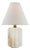Thomas O'Brien by Visual Comfort Signature Iota Small Table Lamp in Alabaster and Hand-Rubbed Antique Brass with Linen Shade For Sale
