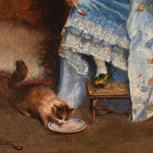 Gustave François Lasellaz, Interior Scene, 1800s, Oil on Canvas, Framed For Sale - Image 9 of 12