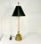 Stiffel Mid-Century French Regency Neoclassical Candlestick Table Lamp & Reptile Embossed Black Shade For Sale - Image 4 of 13