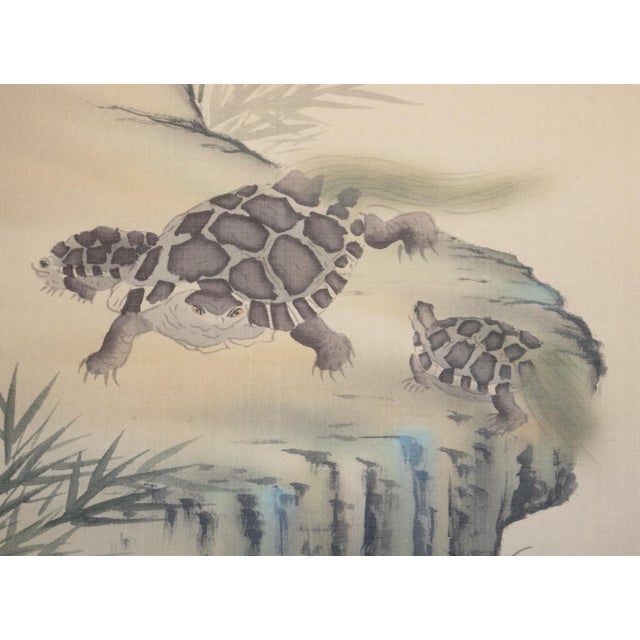 Showa to Early Heisei Era Japanese Silk Scroll Paintings by Jin, Set of 3 in Original Case For Sale - Image 4 of 18