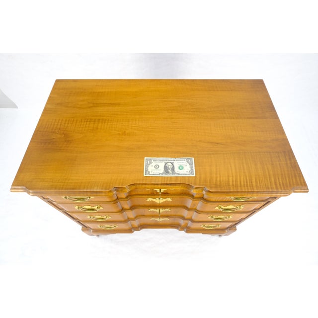 Very Fine Solid Tiger Maple Block Front Bracket Feet Bachelor Dresser Chest For Sale - Image 17 of 18