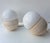 Mid-Century Modern Space Age Pair of abstract sculpture Culbuto table or bedside lamps in travertine and white opaline...