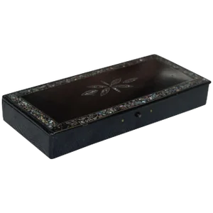Louis Philippe Papier Mache Mother of Pearl Decoration Lacquer Pen Box