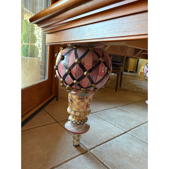 Black Mackenzie-Childs 5' X 5' Train Dining Table With Checkerboard Top & Hand Painted Legs For Sale - Image 8 of 11
