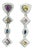 Italian 18k White Gold Multicolor Sapphire and Diamond Drop Earrings, Pair For Sale